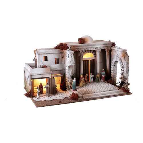 Setting for Easter Creche of 9 cm, Jesus among the Doctors, 35x60x40 cm, MODULE 2, illuminated 6