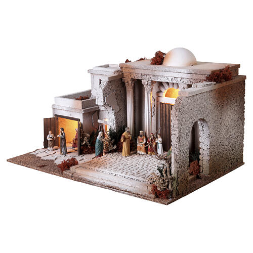 Décor crèche de Pâques 9 cm Jésus parmi les docteurs PARTIE 02 35x60x40 cm éclairé 3