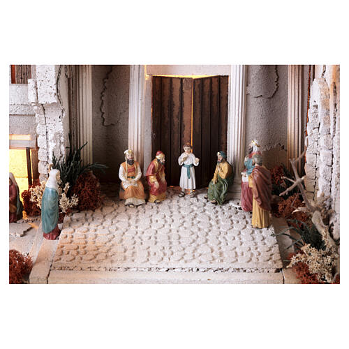 Cenário presépio de Páscoa 9 cm Jesus entre os doutores MÓDULO 02 35x60x40 cm iluminado 5