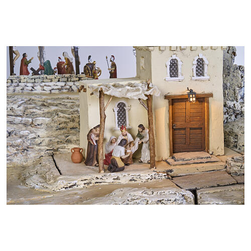 Crèche de Pâques modulaire complète 350x150x55 cm éclairée avec santons 8–10 cm 13