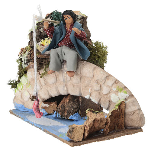 Pescatore bambino presepe 8 cm movimento 14x14x9 cm 2