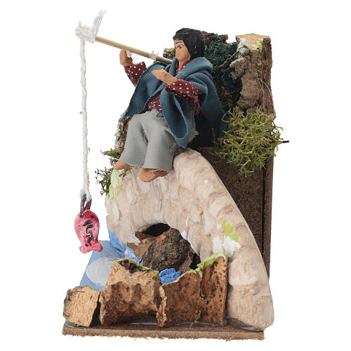 Pescatore bambino presepe 8 cm movimento 14x14x9 cm 3