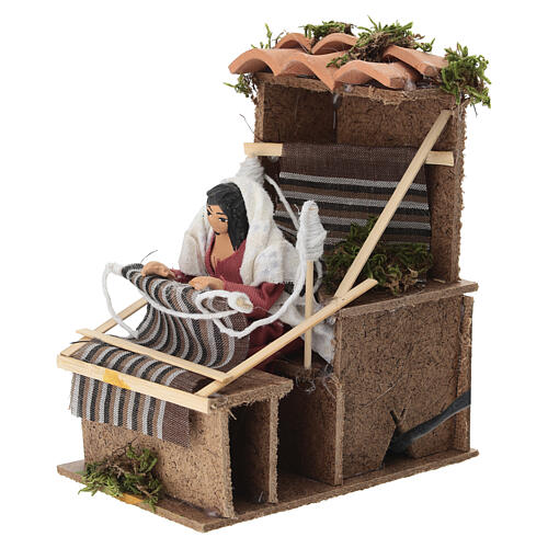 Woman at the loom, animated Nativity Scene, 16x9x14 cm, for 12 cm figures 2
