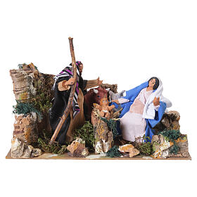 Święta Rodzina z ruchomymi figurami i skalistą scenerią do szopki 14 cm, 19,5×30×20 cm