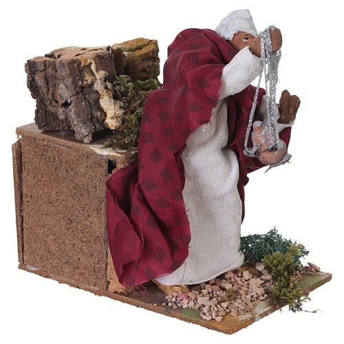 Moving King Magus Gaspar with incense for 10 cm Nativity Scene, 15x10x15 cm 3