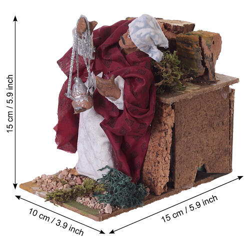 Re Magio Gaspare con incenso in movimento 15x10x15 cm per presepe da 10 cm 2