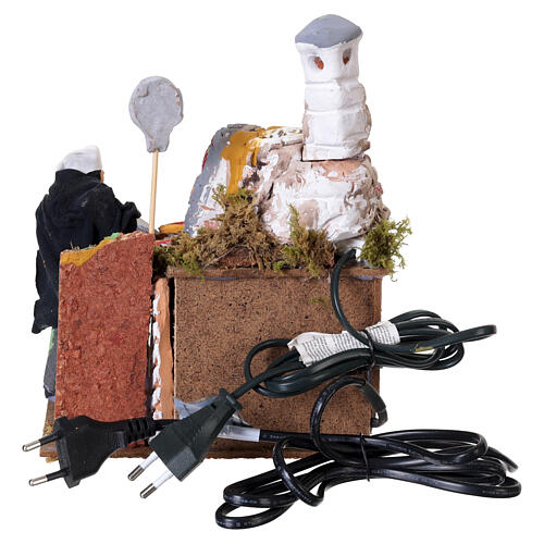 Animated pizzaiolo for 14 cm Nativity Scene with movement and flame effect, 22x17.5x16 cm 4