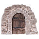 Arch with wood-effect door and brickwork in plaster, 12x15 cm, for 6 cm Nativity Scene s1