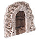 Arch with wood-effect door and brickwork in plaster, 12x15 cm, for 6 cm Nativity Scene s3
