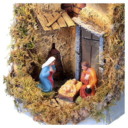 Moka led 30x13x13 cm con Natività presepe 6 cm 2
