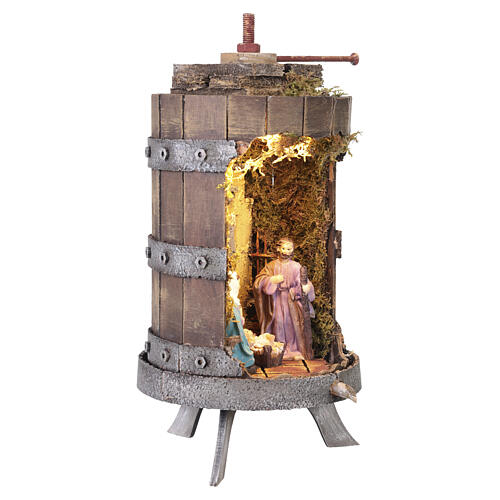 Wine press for Nativity with 12 cm figurines, 38x18x18 cm 3