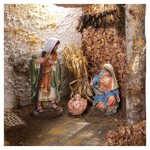 Cabane de crèche avec moulin, éclairage et mouvement 45x60x35 cm pour crèches 14-16 cm 2