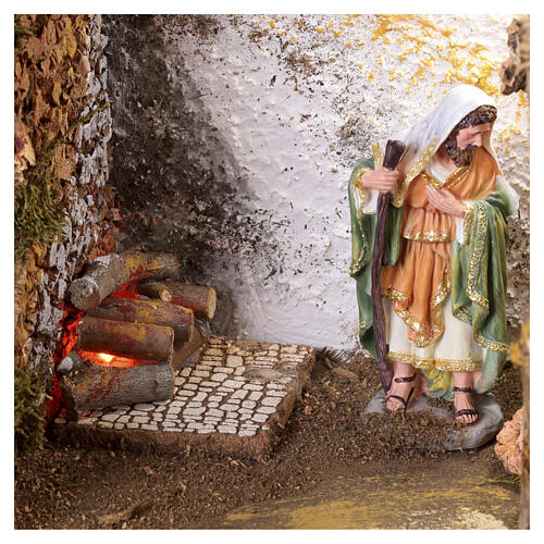 Estábulo para presépio com moinho, luz e movimento 45x60x35 cm para presépios 14-16 cm 4