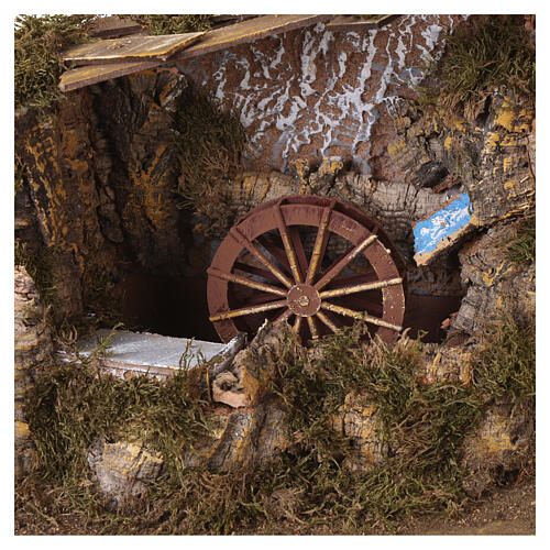 Nativity stable with mill, light and movement 45x60x35 cm for 14-16 cm figures 6