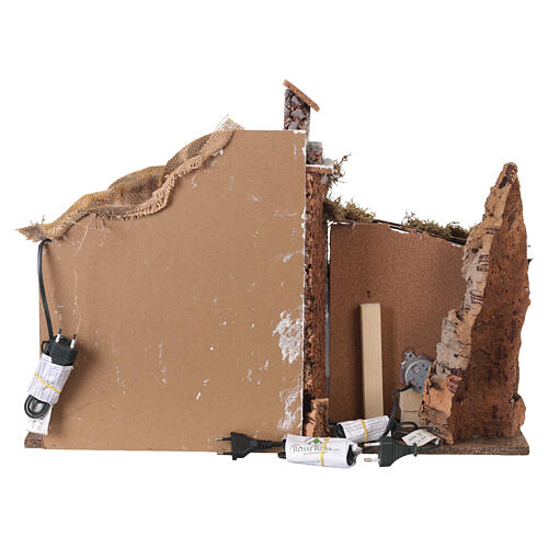 Nativity stable with mill, light and movement 45x60x35 cm for 14-16 cm figures 7
