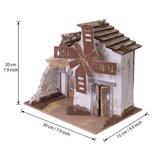 Mulino a vento con motoriduttore 20x20x15 cm per presepe da 4 cm 2