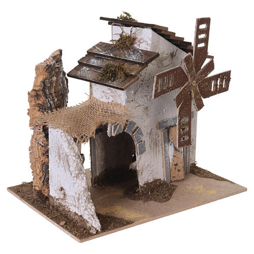 Mulino a vento con motoriduttore 20x20x15 cm per presepe da 4 cm 3
