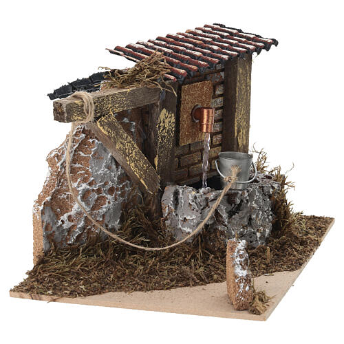 Fontanário com bomba de água funcional para presépio de 12 cm, 14x20x14 cm 4