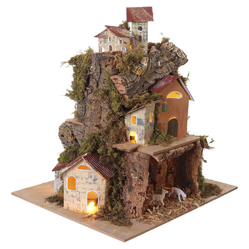 Borgo presepiale 360 con luci 25x25x20 cm per presepe da 6 cm 3