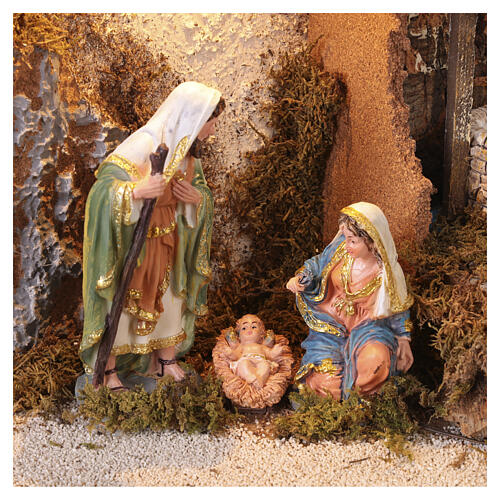 Cabaña belén con pozo y luz cálida 40x50x30 cm para figuras de 16 cm 2