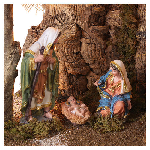 Podświetlana stajenka – rustykalne miasteczko, 45×60×35 cm, do szopeki 16 cm 2