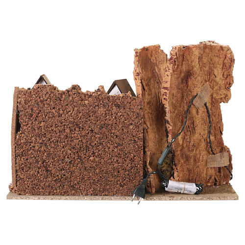 Podświetlana stajenka – rustykalne miasteczko, 45×60×35 cm, do szopeki 16 cm 6