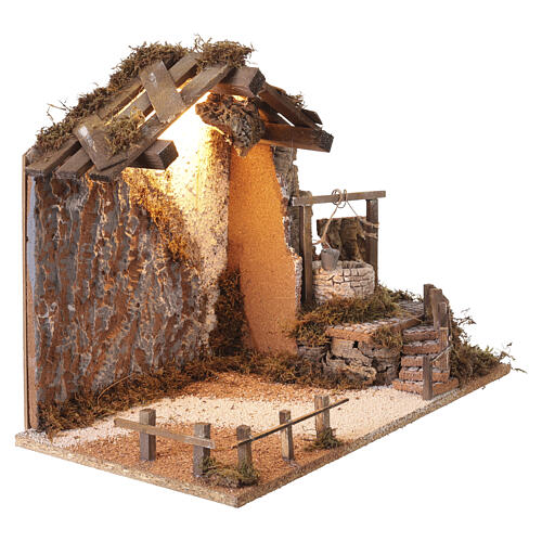 Rustykalna stajenka podświetlana ze studnią, 40x50x30 cm, do figurek 16 cm 3