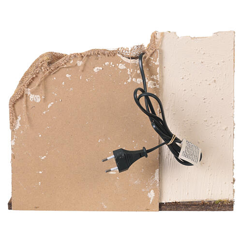 Cabaña belén iluminada con luz cálida 35x20x25 cm para figuras de 10 a 12 cm 4