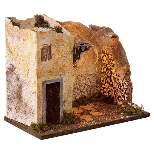 Cabana para presépio iluminada com luz quente 35x20x25 cm para figuras de 10 a 12 cm 3