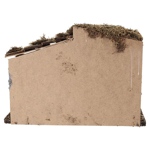 Rustykalna stajenka bożonarodzeniowa - drewno, mech i korek, 25×35×20 cm, do figurek 10–12 cm 4