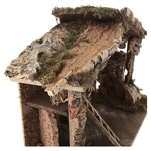 Stajenka do szopki z drewna i korka, 40x50x25 cm - do figurek 10–14 cm 4