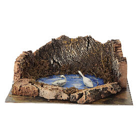 Decorazione laghetto con anatre e montagne 5x15x10 cm presepi 4-6 cm
