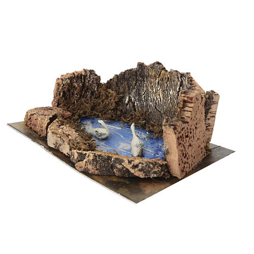 Dekoracja - staw z kaczkami i górami, 5x15x10 cm, do szopek 4-6 cm 2