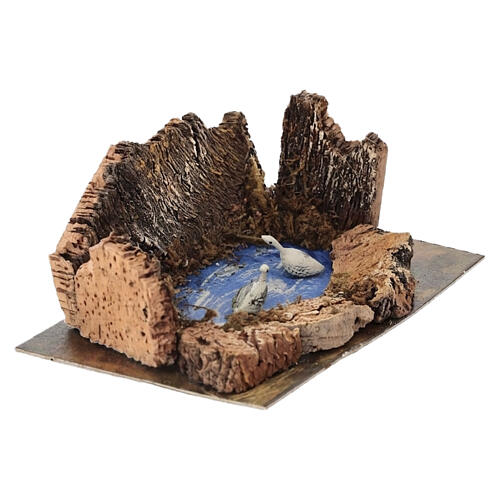 Dekoracja - staw z kaczkami i górami, 5x15x10 cm, do szopek 4-6 cm 3