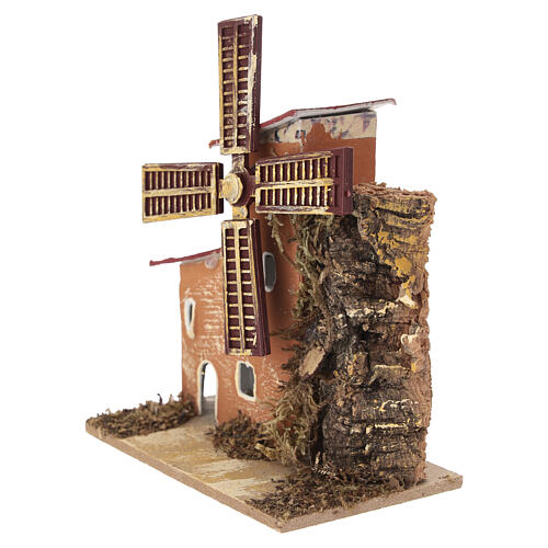 Dekoracyjny wiatrak z korka i tektury, 10x10x5 cm - do szopek 4–6 cm 2
