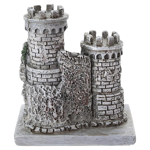 Castillo 2 torres resina 10x10x6,5 cm belenes 4-6 cm 4