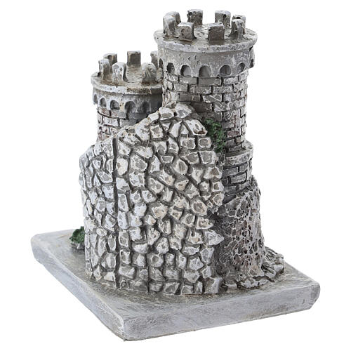 Castelo duas torres em resina 9,5x8x6,5 cm para presépios 4-6 cm 3