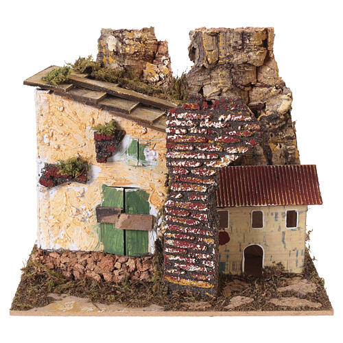 Cottage for 4 cm Nativity Scene with houses and rocks 15x20x15 cm 1