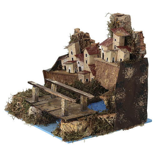 Hamlet for 6 cm Nativity Scene with bridge and river, 25x20x20 cm 2