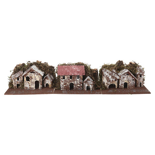 Set casas para belén rústicas madera y corcho 10x15x10 cm caja 6 pz 2
