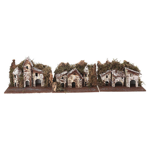 Set casas para belén rústicas madera y corcho 10x15x10 cm caja 6 pz 3
