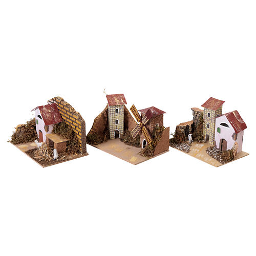 Pack of 6 assorted groups of Nativity Scene houses, 15x10 cm 3