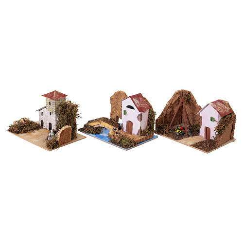 Confezione 6 gruppi di casette assortite per presepe 15x10 cm 4