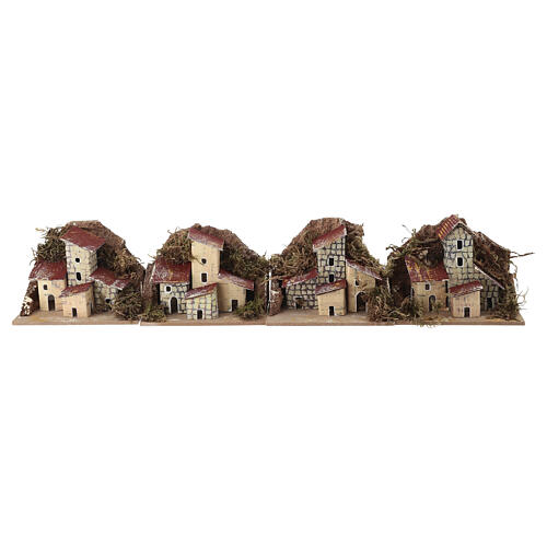 Pudełko z 12 domkami do szopki - drewno i korek, 7,5 × 10 × 5 cm 3