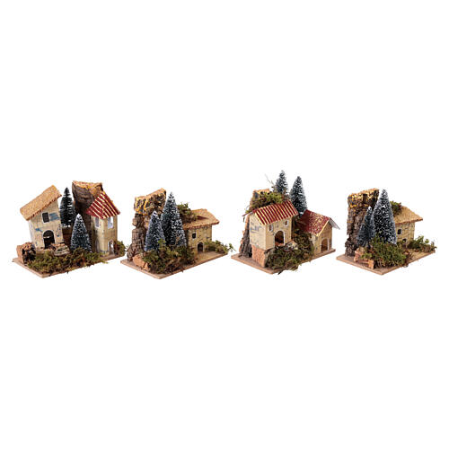Pack of 12 groups of houses with trees for Nativity Scene background, 8x10x6 cm 3