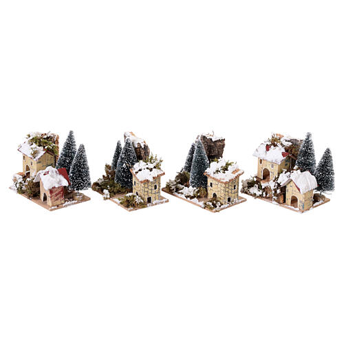Pack of 12 groups of houses with trees for Nativity Scene background, 8x10x6 cm 5
