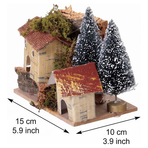 Conjunto de 12 agrupamentos de casas com árvores para fundo de presépio 10x10x5 cm 2