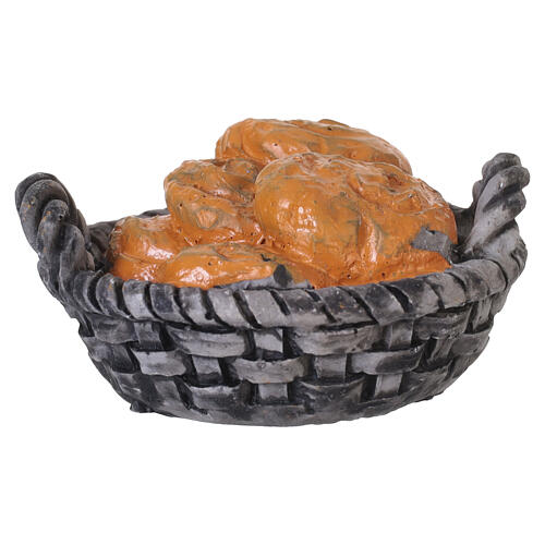 Round bread basket figurine in resin 5 cm for 6 cm nativity scenes 3