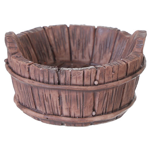 Kadź owalna, efekt drewna z żywicy, 3,5 x 3,5 x 2 cm, do szopek 8 cm 3