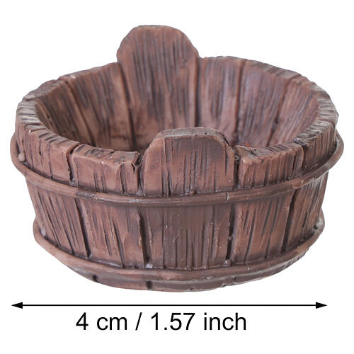 Tina oval efeito madeira em resina 5 cm para presépios de 8 cm 2